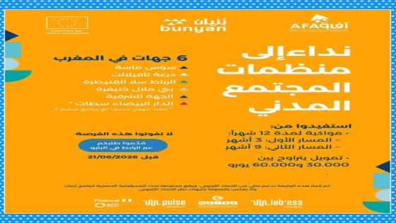 فُتح باب الترشّح رسميًا ضمن برنامج بُنيان في 6 جهات بالمغرب بما فيها جهتكم الر…